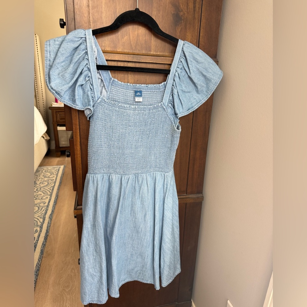Petite Smocked Denim Mini Dress